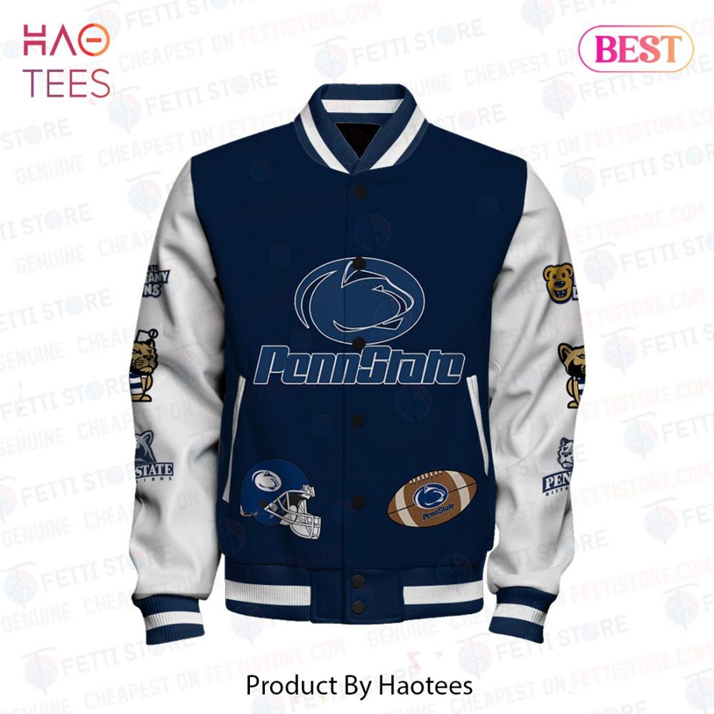 Stylish Penn State Varsity Jacket – Skull Design, Unisex College Apparel