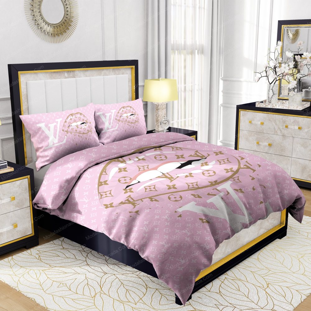 Lips With Louis Vuitton Pattern Bedding Sets