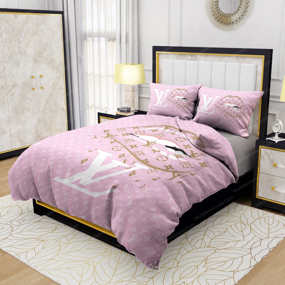 Lips With Louis Vuitton Pattern Bedding Sets