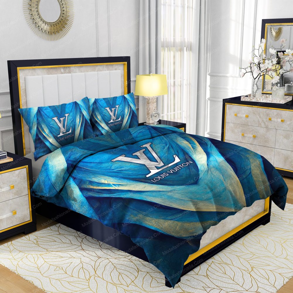Louis Vuitton Blue Abstract Background Bedding Sets