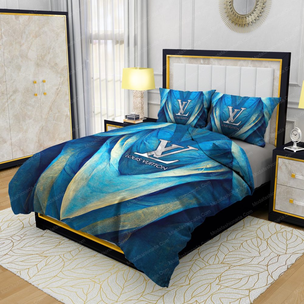 Louis Vuitton Blue Abstract Background Bedding Sets