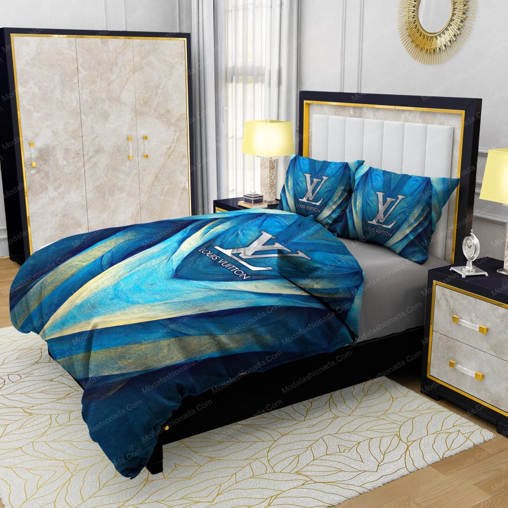 Louis Vuitton Blue Abstract Background Bedding Sets