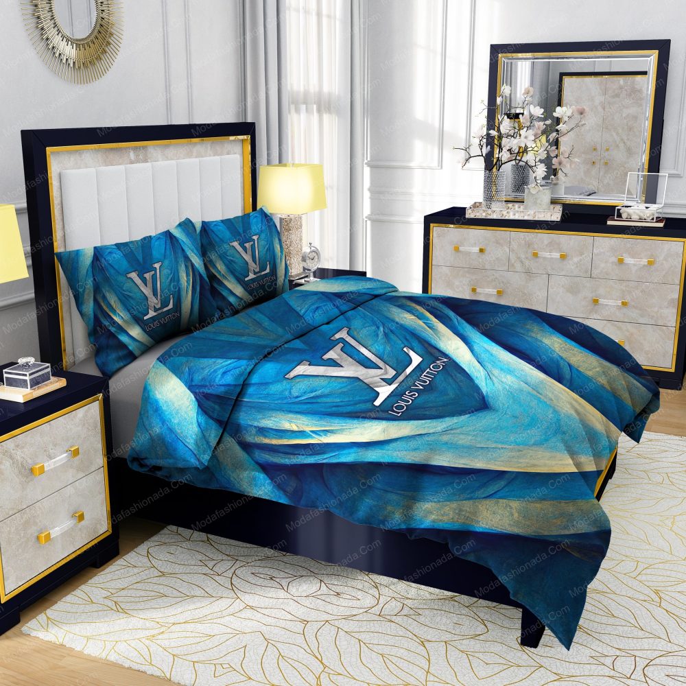 Louis Vuitton Blue Abstract Background Bedding Sets