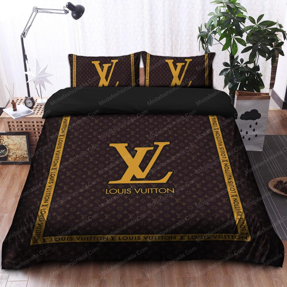 Brown Gold Louis Vuitton Brands Bedding Sets