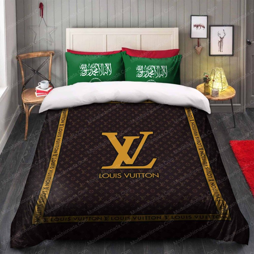 Brown Gold Louis Vuitton Brands Bedding Sets