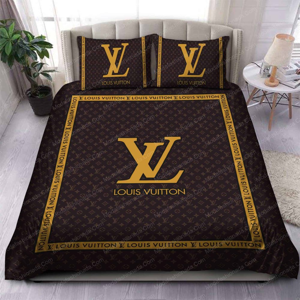 Brown Gold Louis Vuitton Brands Bedding Sets