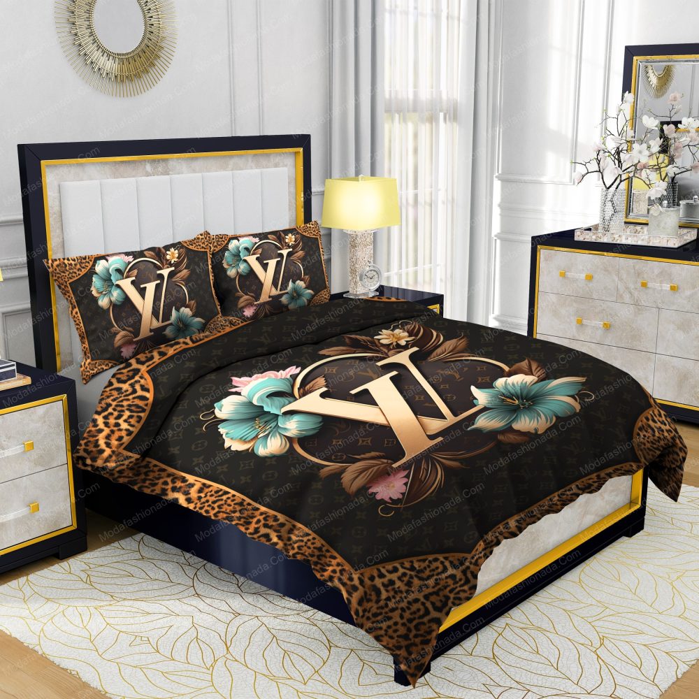 Louis Vuitton Flowers Leopard Pattern Bedding Sets