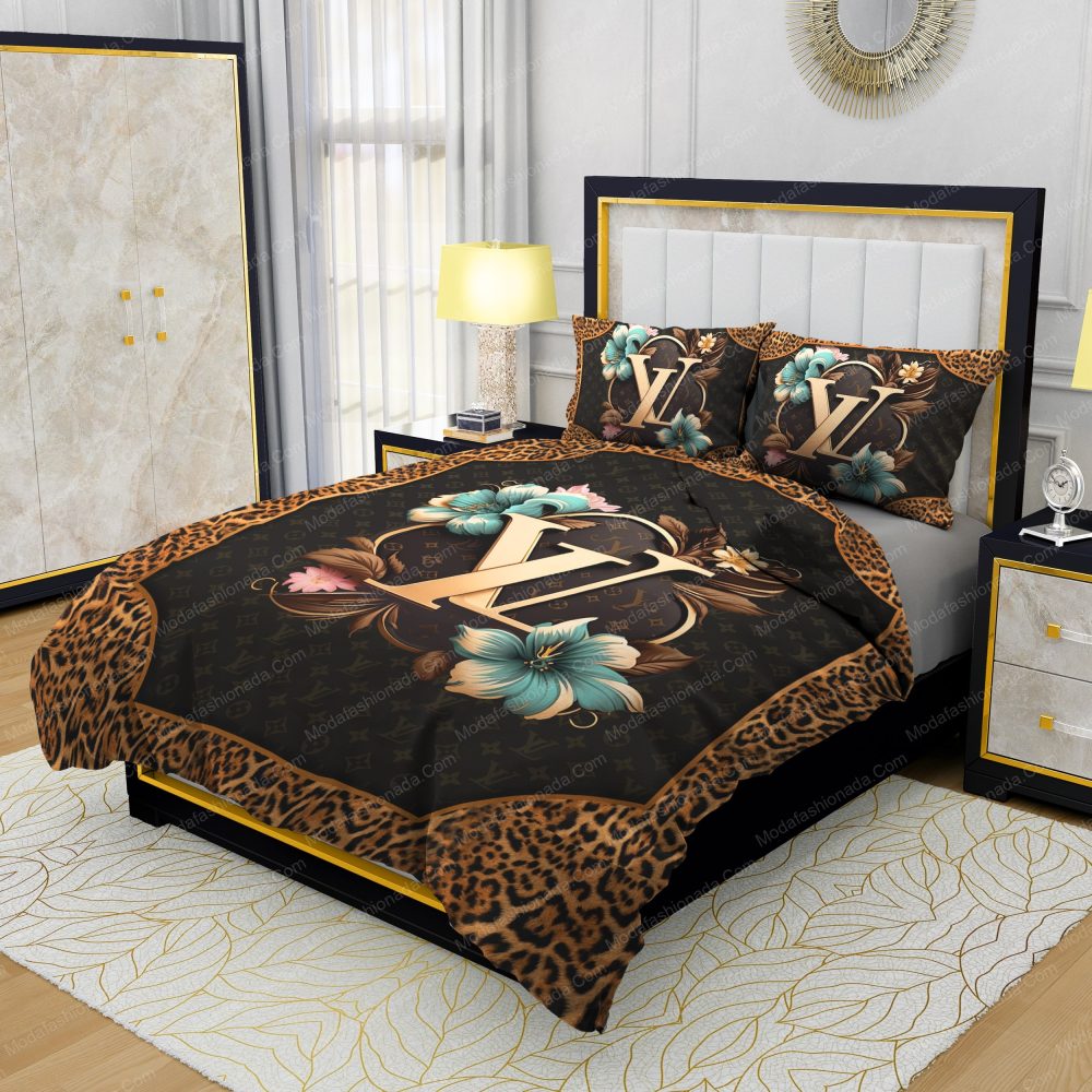 Louis Vuitton Flowers Leopard Pattern Bedding Sets