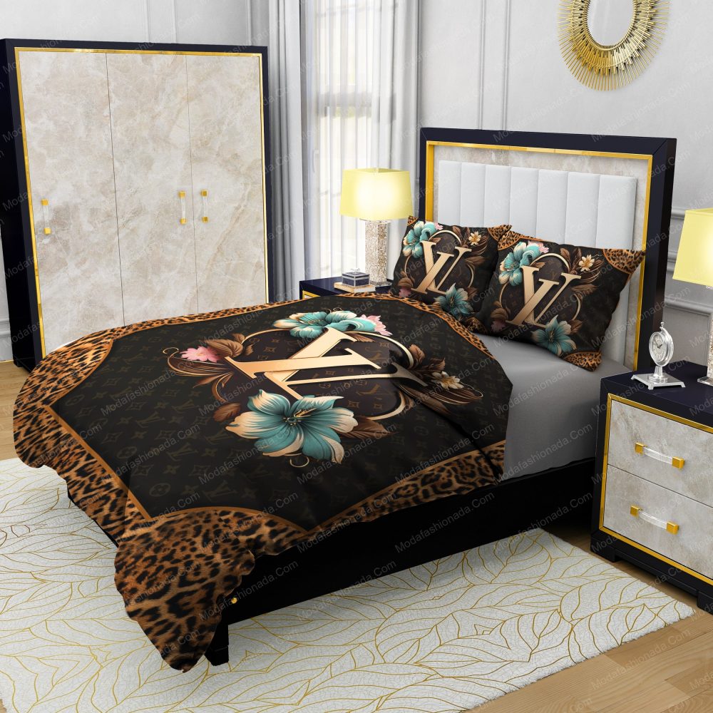 Louis Vuitton Flowers Leopard Pattern Bedding Sets