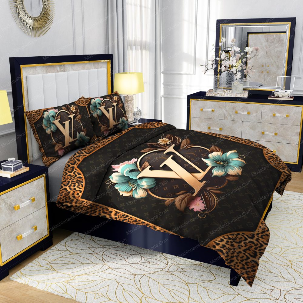 Louis Vuitton Flowers Leopard Pattern Bedding Sets