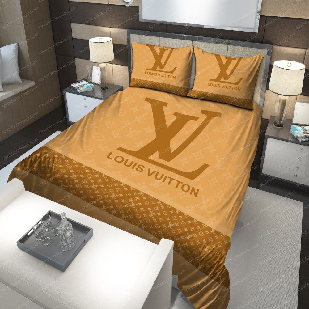 Brown Lv Logo Luxury Bedding Sets
