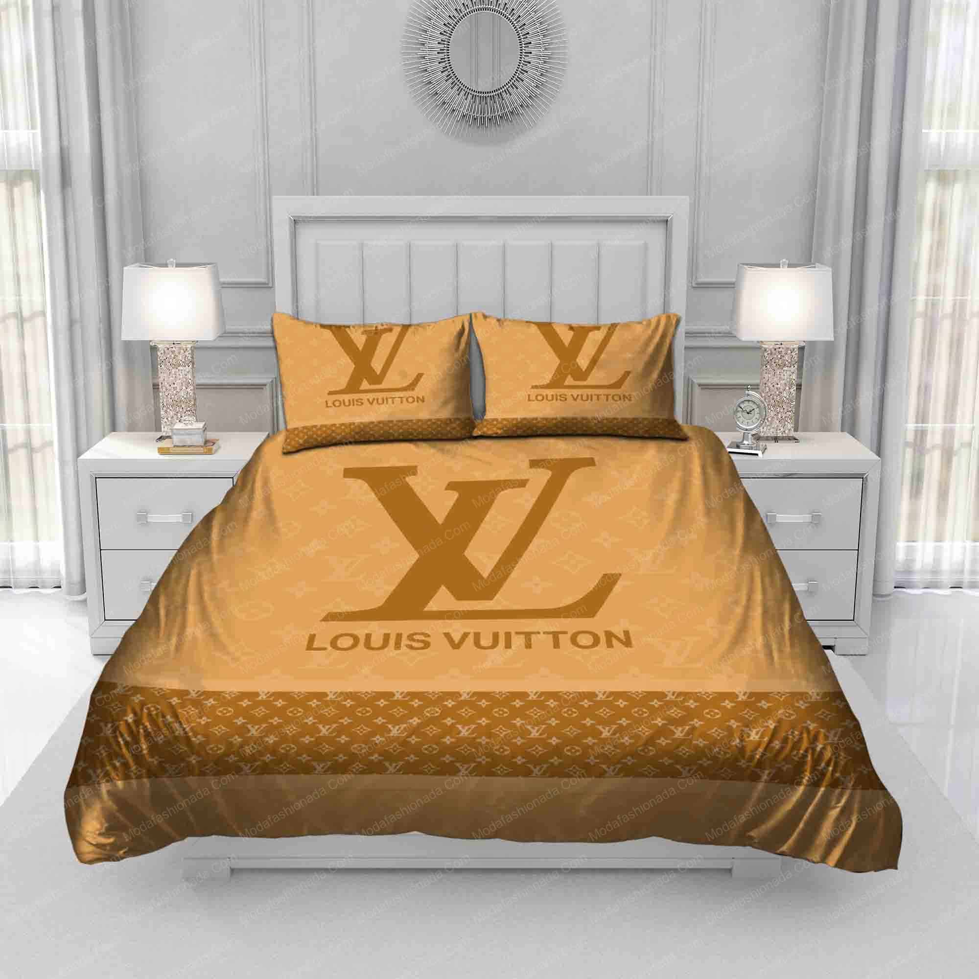 Brown Lv Logo Luxury Bedding Sets