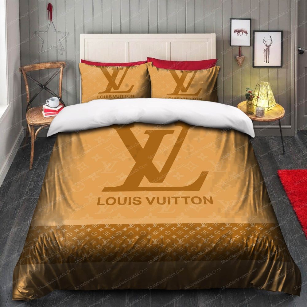 Brown Lv Logo Luxury Bedding Sets