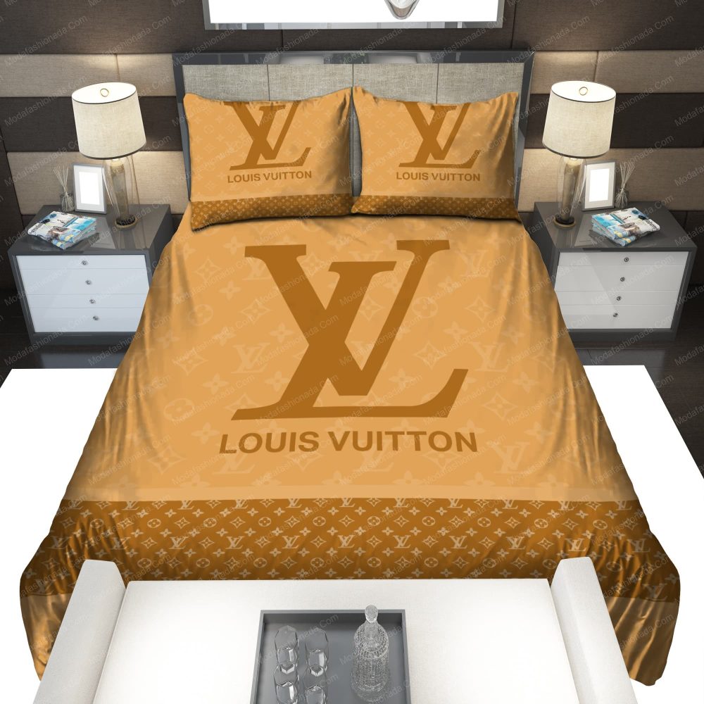 Brown Lv Logo Luxury Bedding Sets