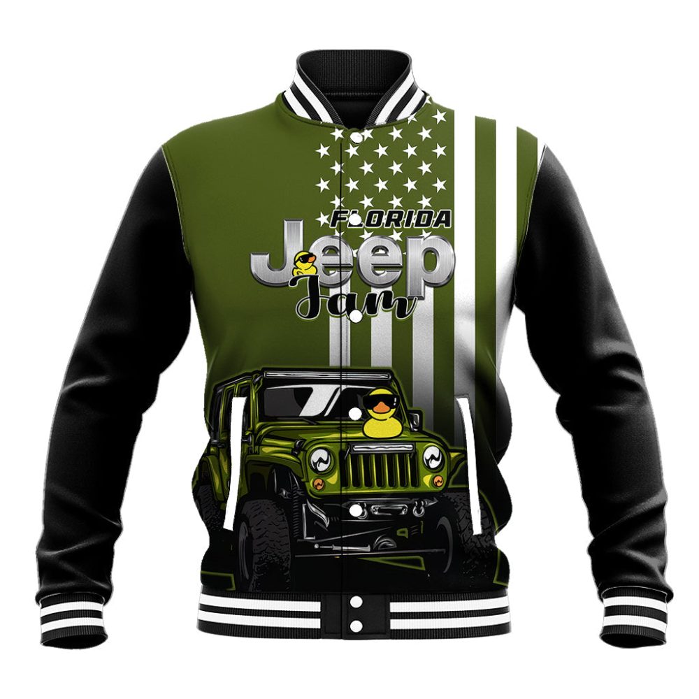 Florida Jeep Jam 2023 With Duck Baseball Jacket Green Verison Lt14