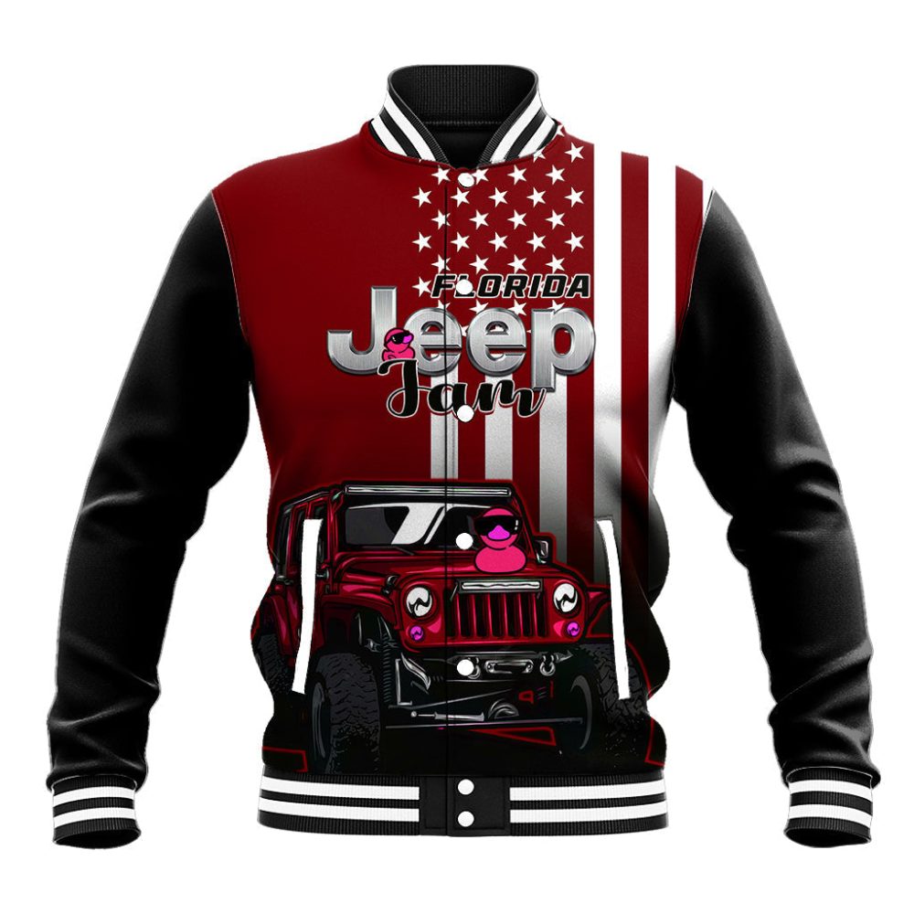 Florida Jeep Jam 2023 With Duck Baseball Jacket Red Verison Lt14