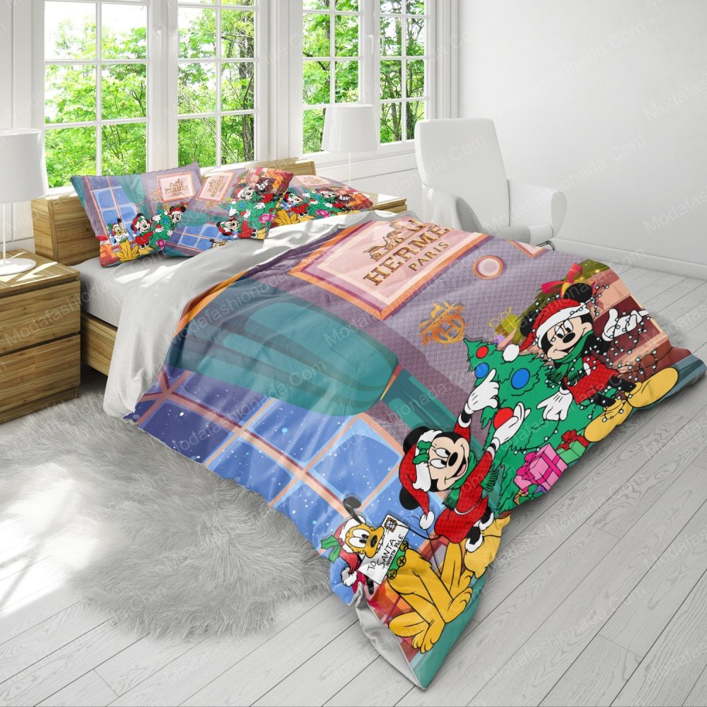 Mickey And Minnie Hermès Merry Christmas Bedding Sets
