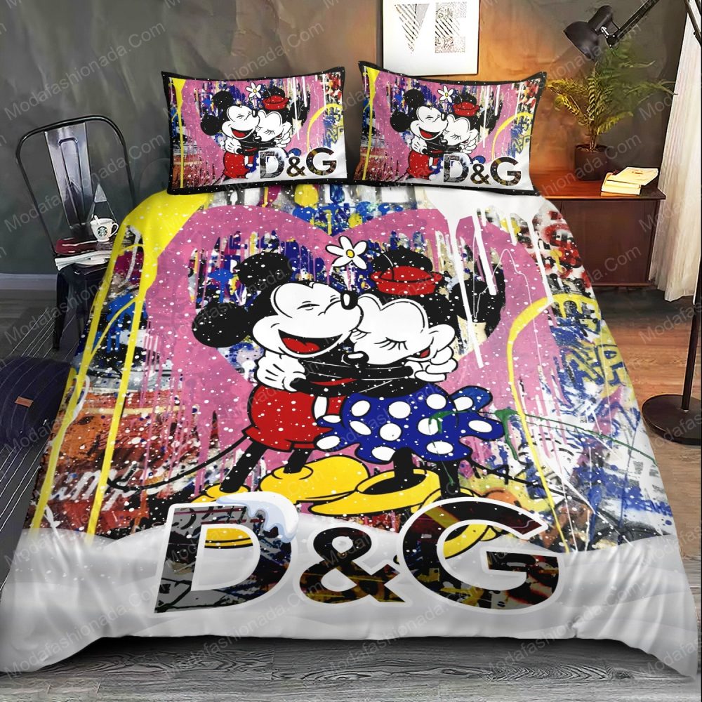 Colorful Mickey &amp; Minnie Bedding Set – Vibrant King Size Comforter &amp; Pillowcases