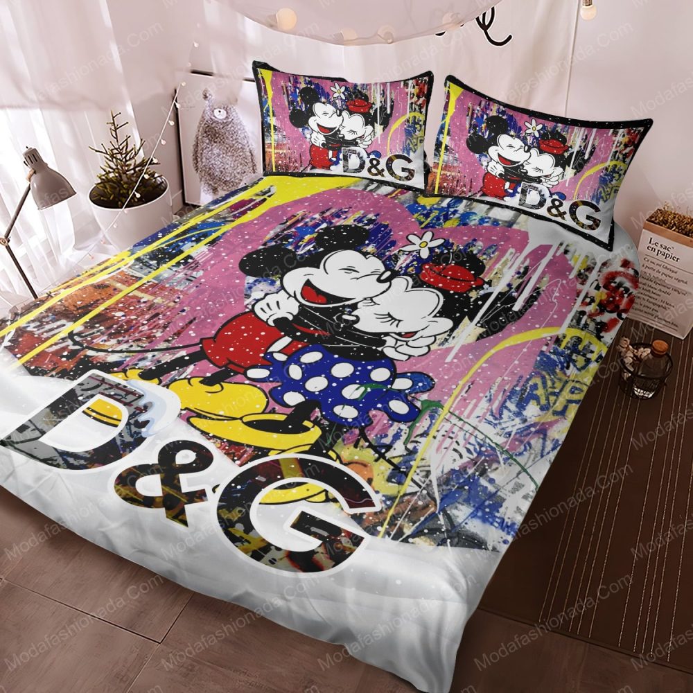 Colorful Mickey &amp; Minnie Bedding Set – Vibrant King Size Comforter &amp; Pillowcases