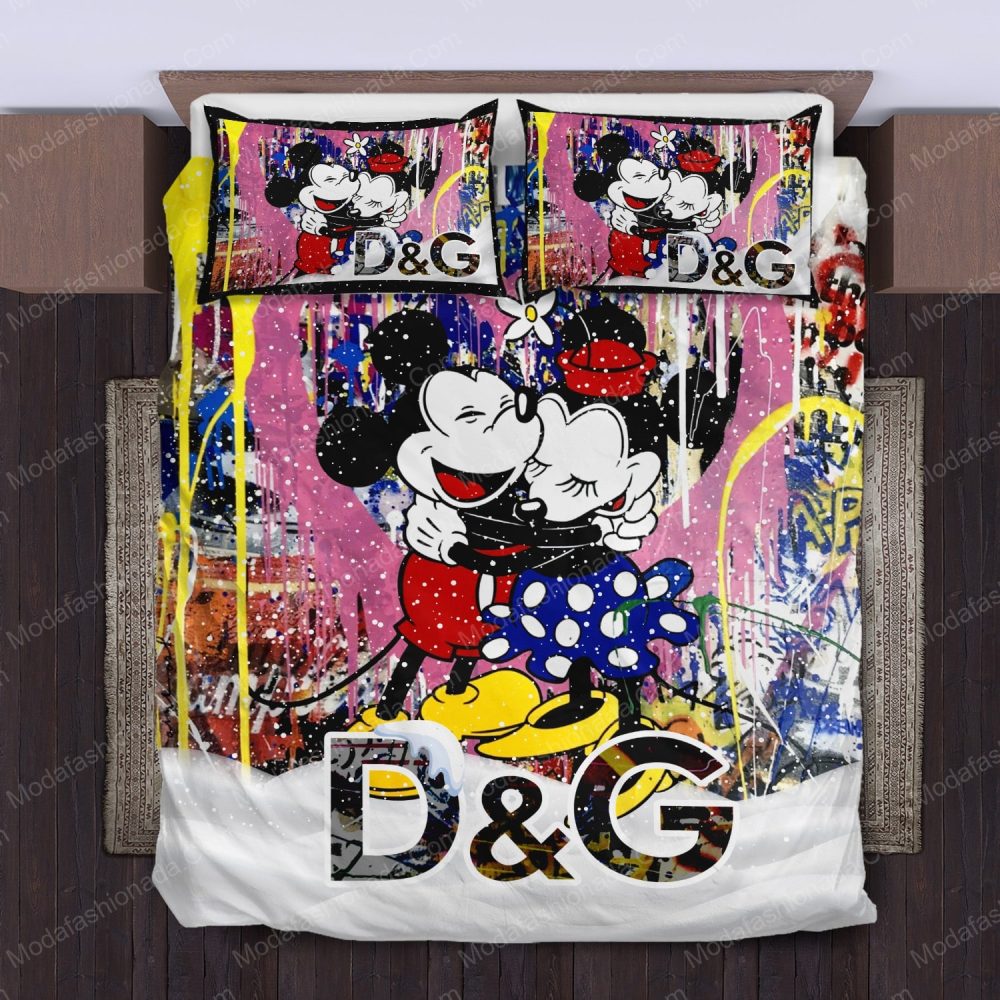 Colorful Mickey &amp; Minnie Bedding Set – Vibrant King Size Comforter &amp; Pillowcases