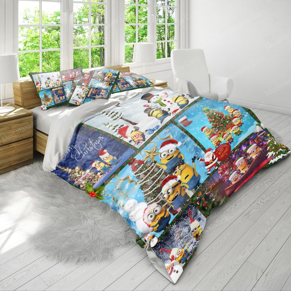 Festive Minions Christmas Bedding Set - Cozy Holiday Fun For Kids &amp; Adults