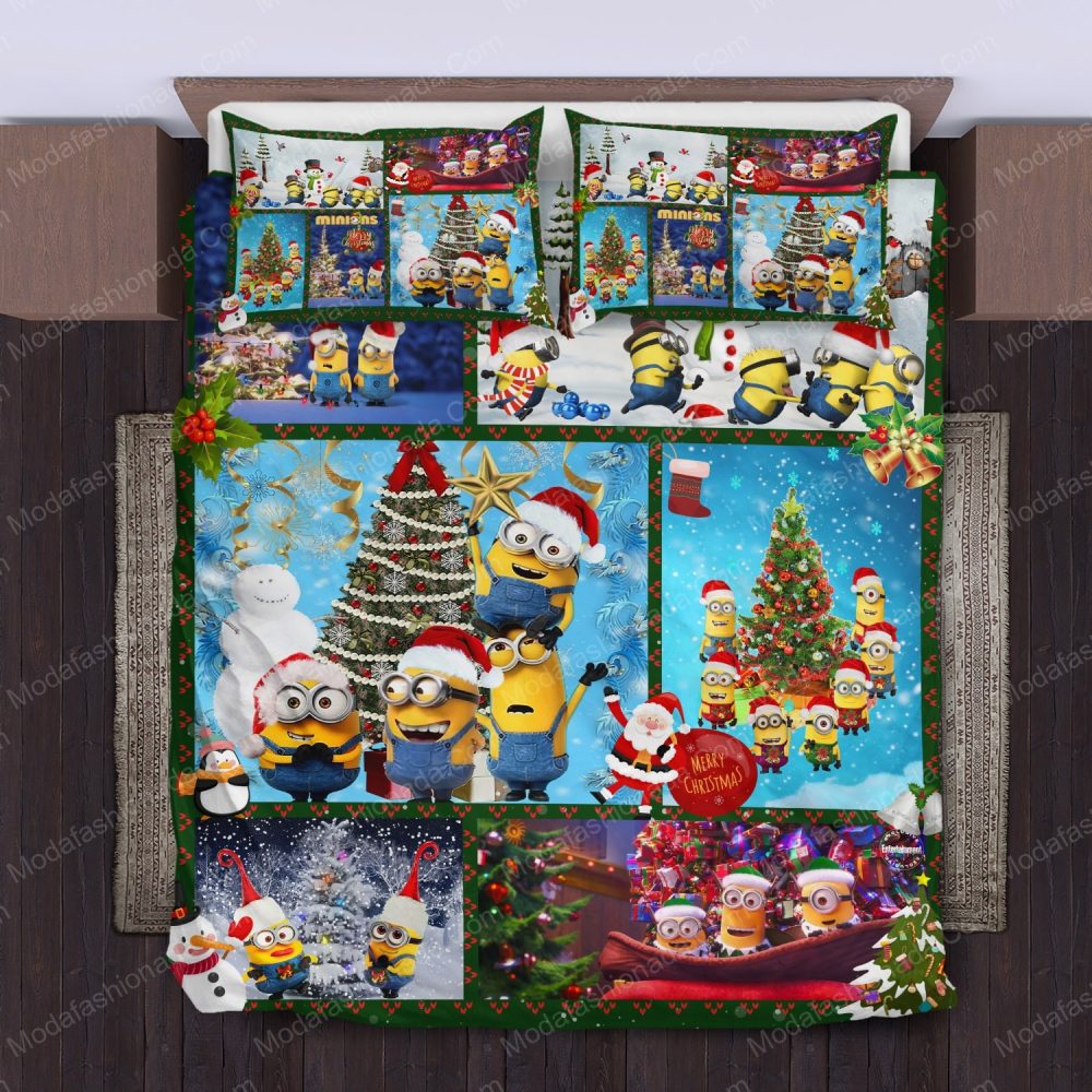 Festive Minions Christmas Bedding Set - Cozy Holiday Fun For Kids &amp; Adults