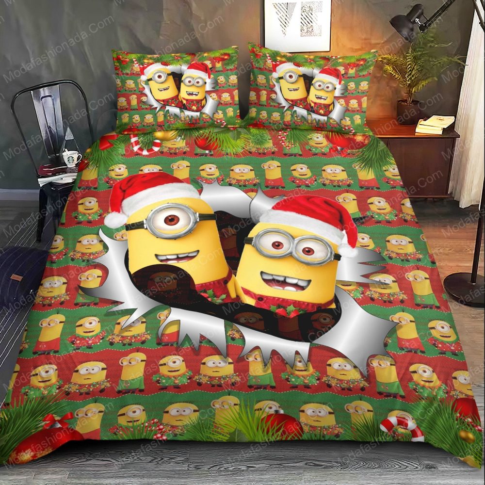 Festive Minions Christmas Bedding Set - Cozy Holiday Comfort For Kids - Twin/Full Sizes