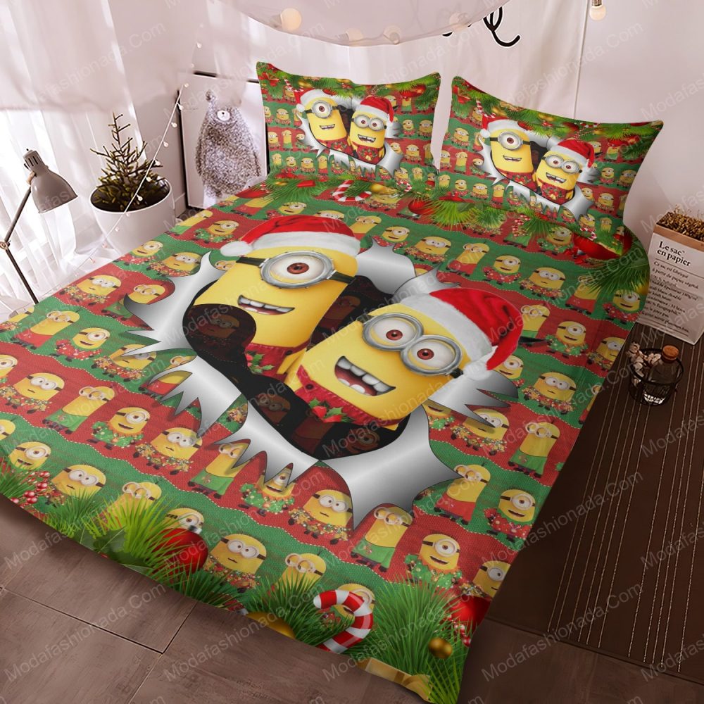Festive Minions Christmas Bedding Set - Cozy Holiday Comfort For Kids - Twin/Full Sizes