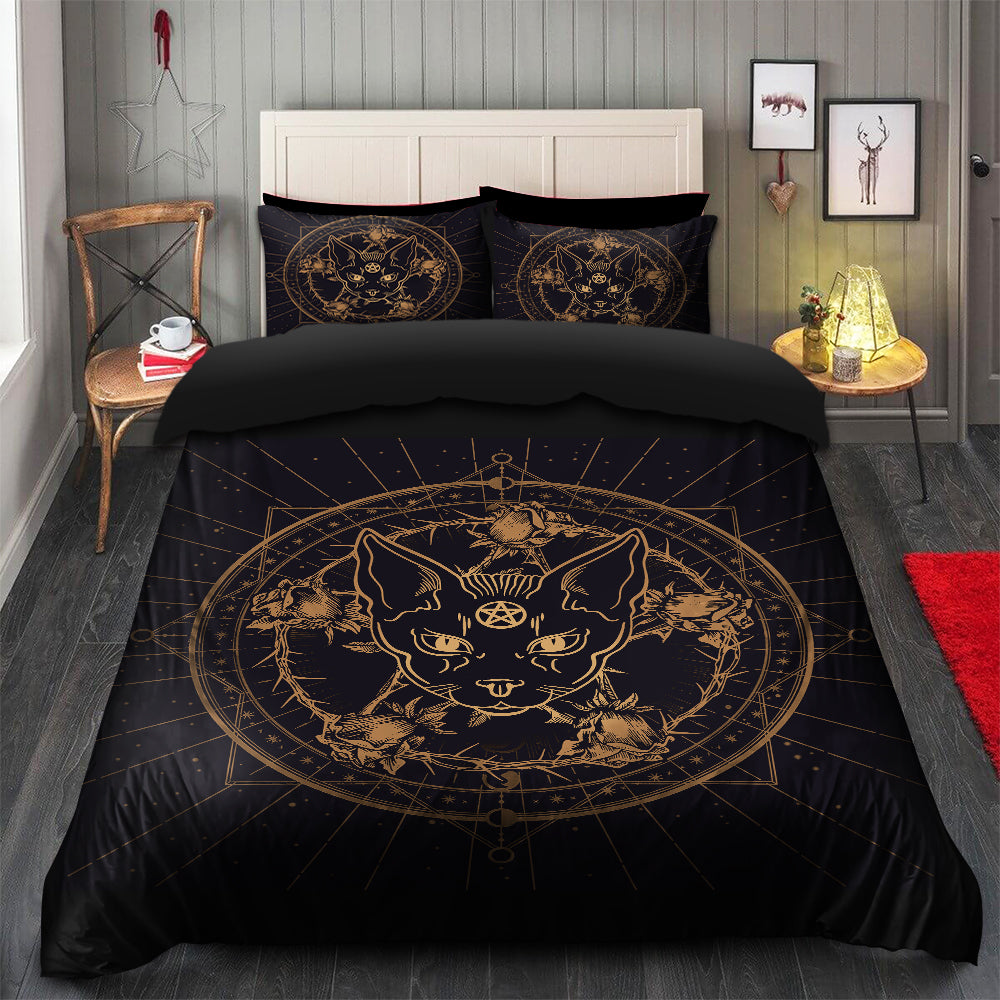 Cat Roses Bedding Set Duvet Cover And 2 Pillowcases