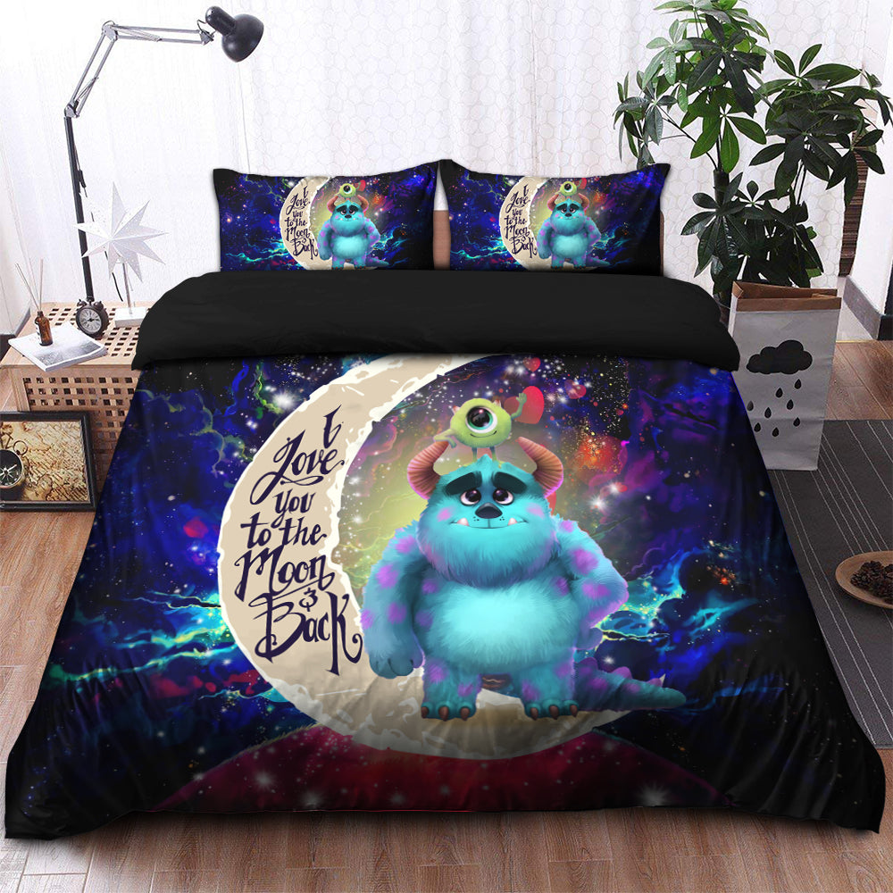 Monster Inc Sully And Mike Love You To The Moon Galaxy Bedding Set Duvet Cover And 2 Pillowcases