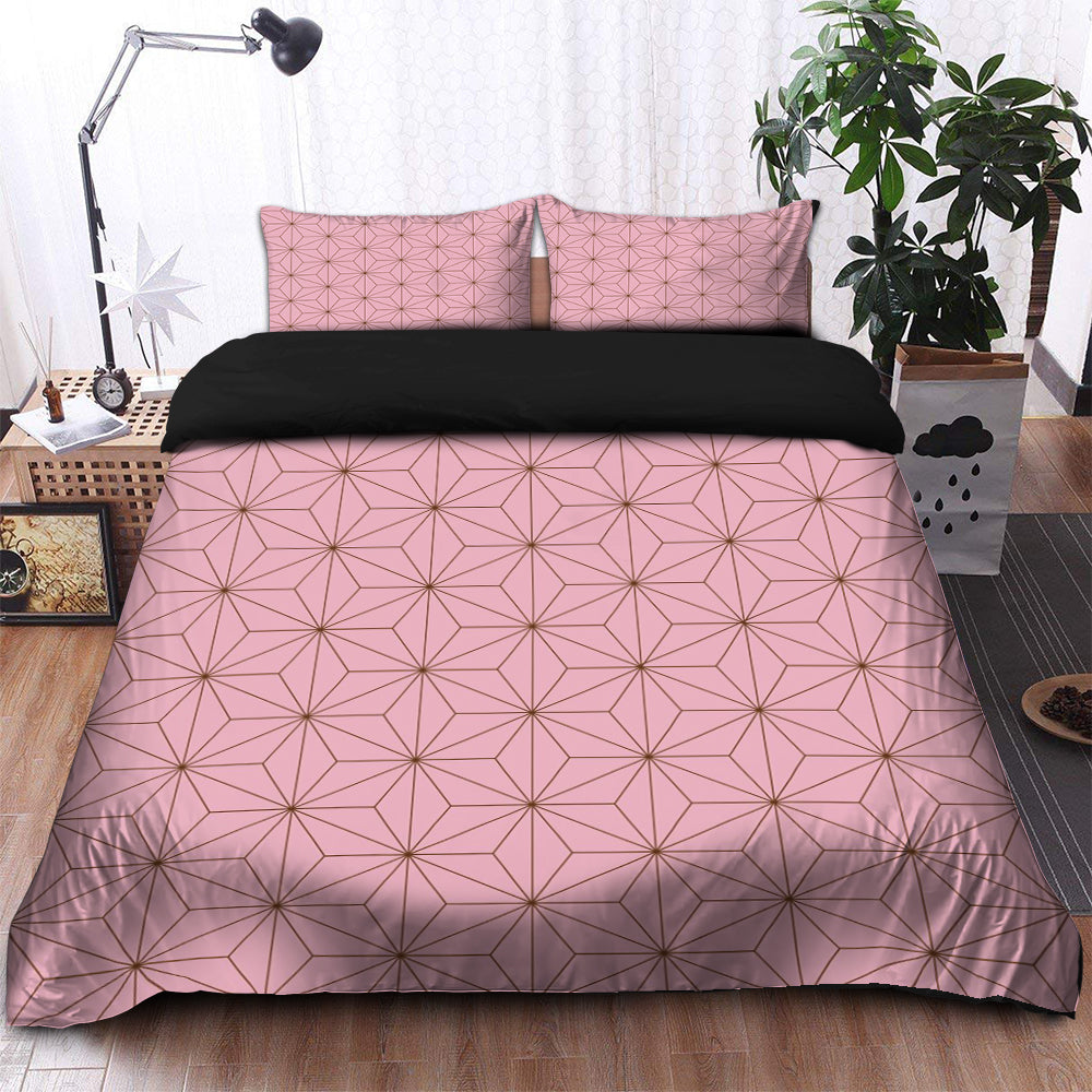 Nezuko Haori Pattern Stars Glow Dream Knit Demon Slayer Kimetsu No Yaiba Bedding Set Duvet Cover And 2 Pillowcases