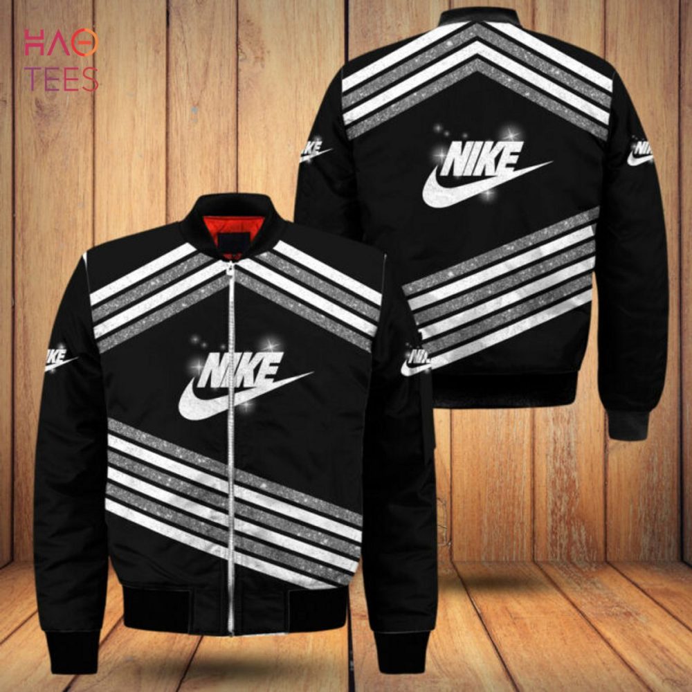 THE BEST Nike Luxury Brand Stripe White Grey Bomber Jacket Limited Edition