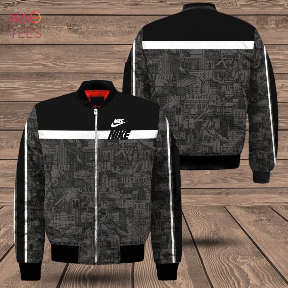 Stylish Black Graphic Bomber Jacket With Bold White Stripe – Men'S Trendy Outerwear