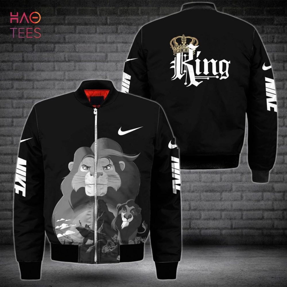 King Lion Bomber Jacket - Bold Graphic Design, Perfect For Fans, Sleek Black Style