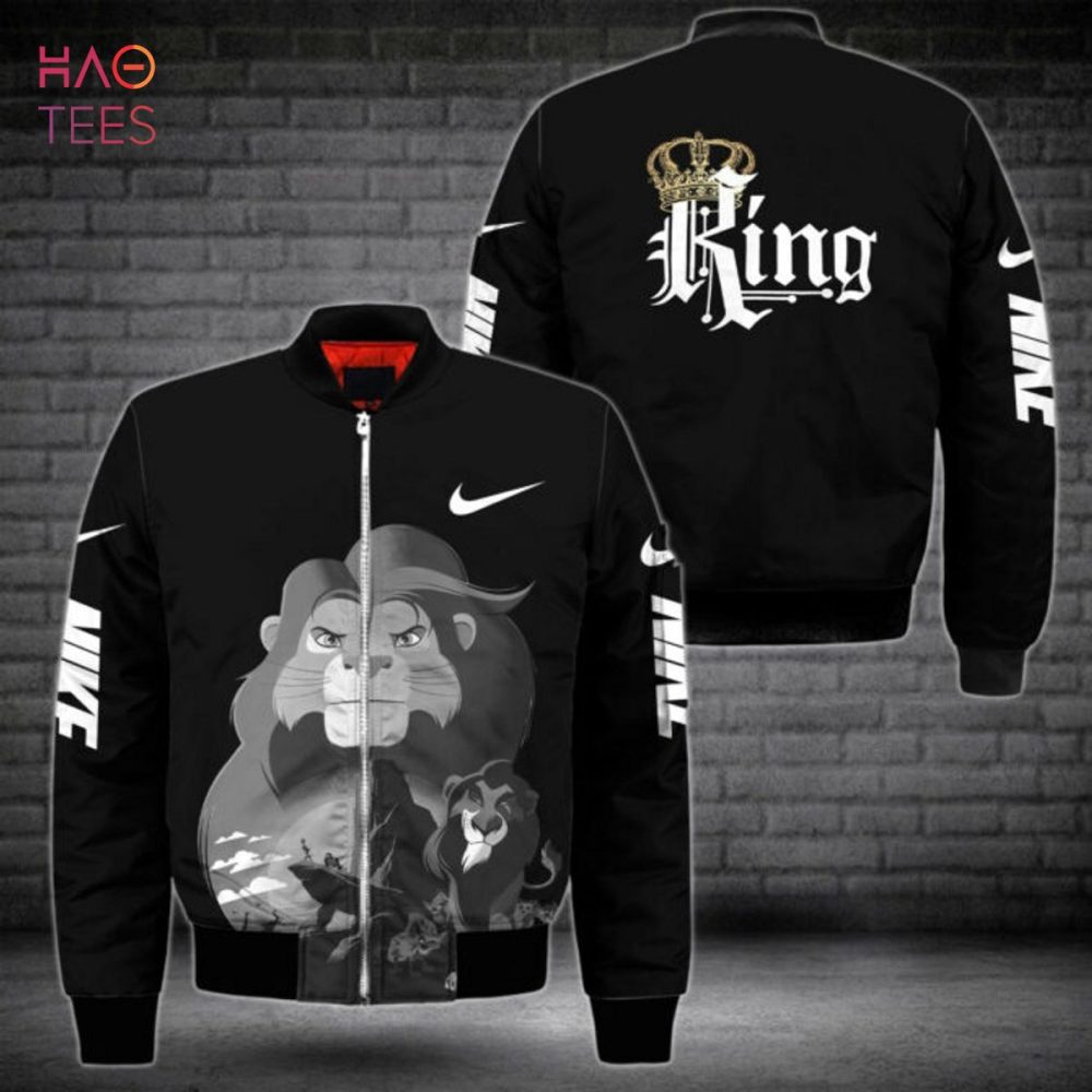 King Lion Bomber Jacket - Bold Graphic Design, Perfect For Fans, Sleek Black Style