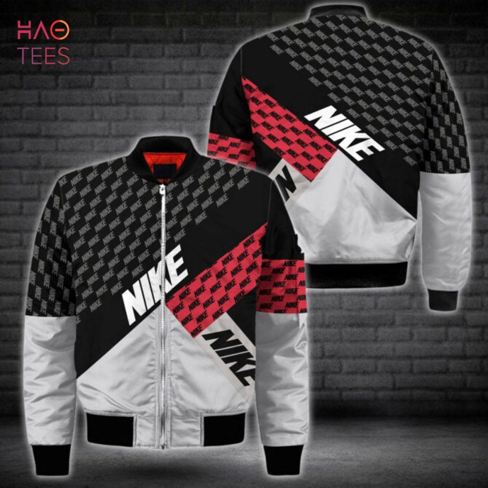 Best Nike Luxury Brand Stripe Red Black Bomber Jacket Limited Edition