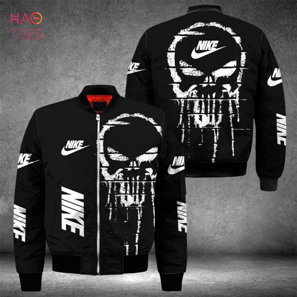 Best Nike Luxury Brand Black Color Mix Skull Patern Bomber Jacket Pod Design