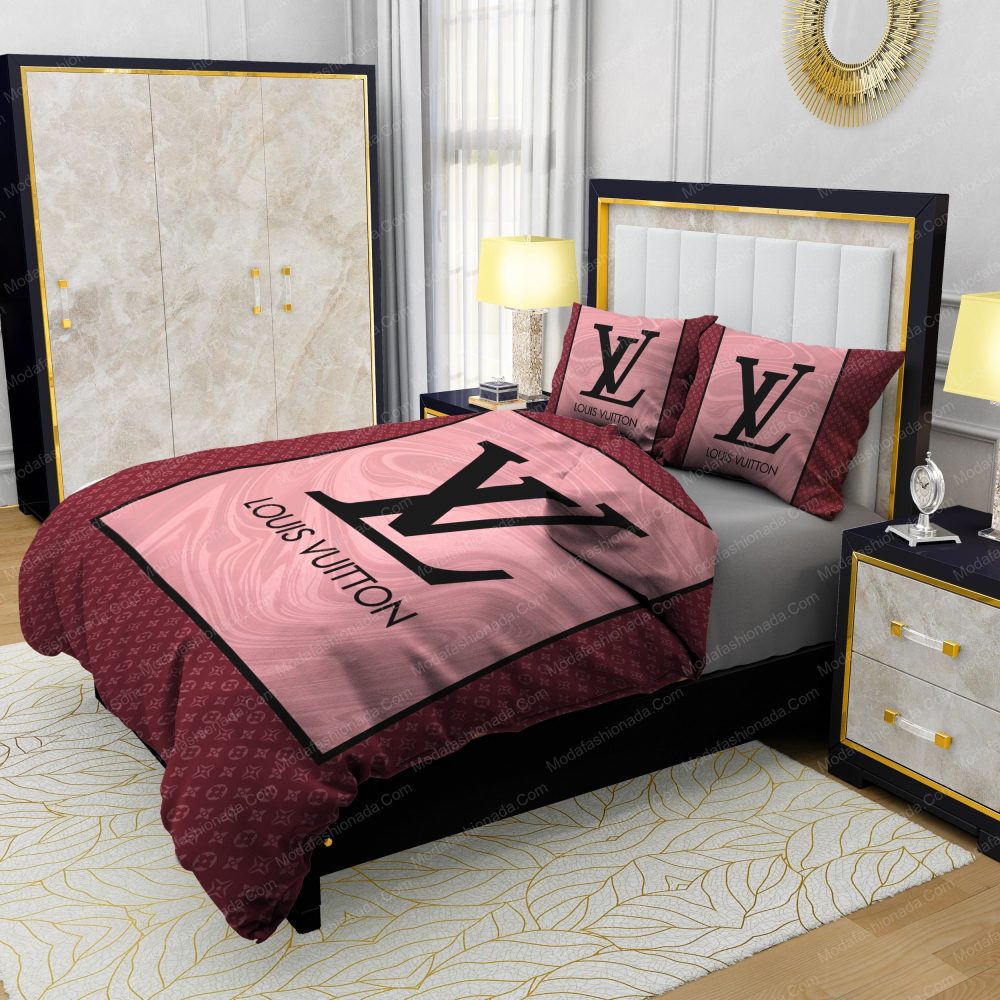 Pink Veinstone Louis Vuitton Bedding Sets