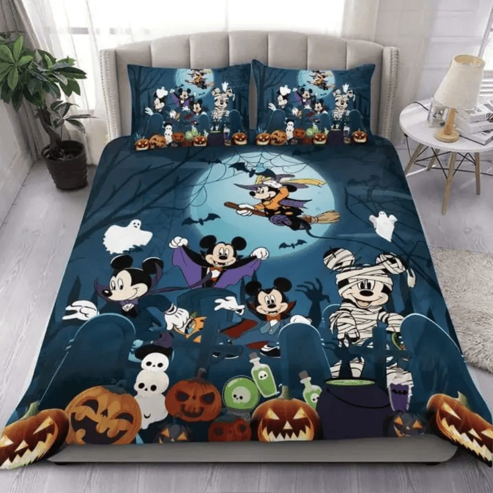 Spooky Halloween Cartoon Bedding Set - Cozy Comforter &amp; Pillowcases For Kids Room Décor
