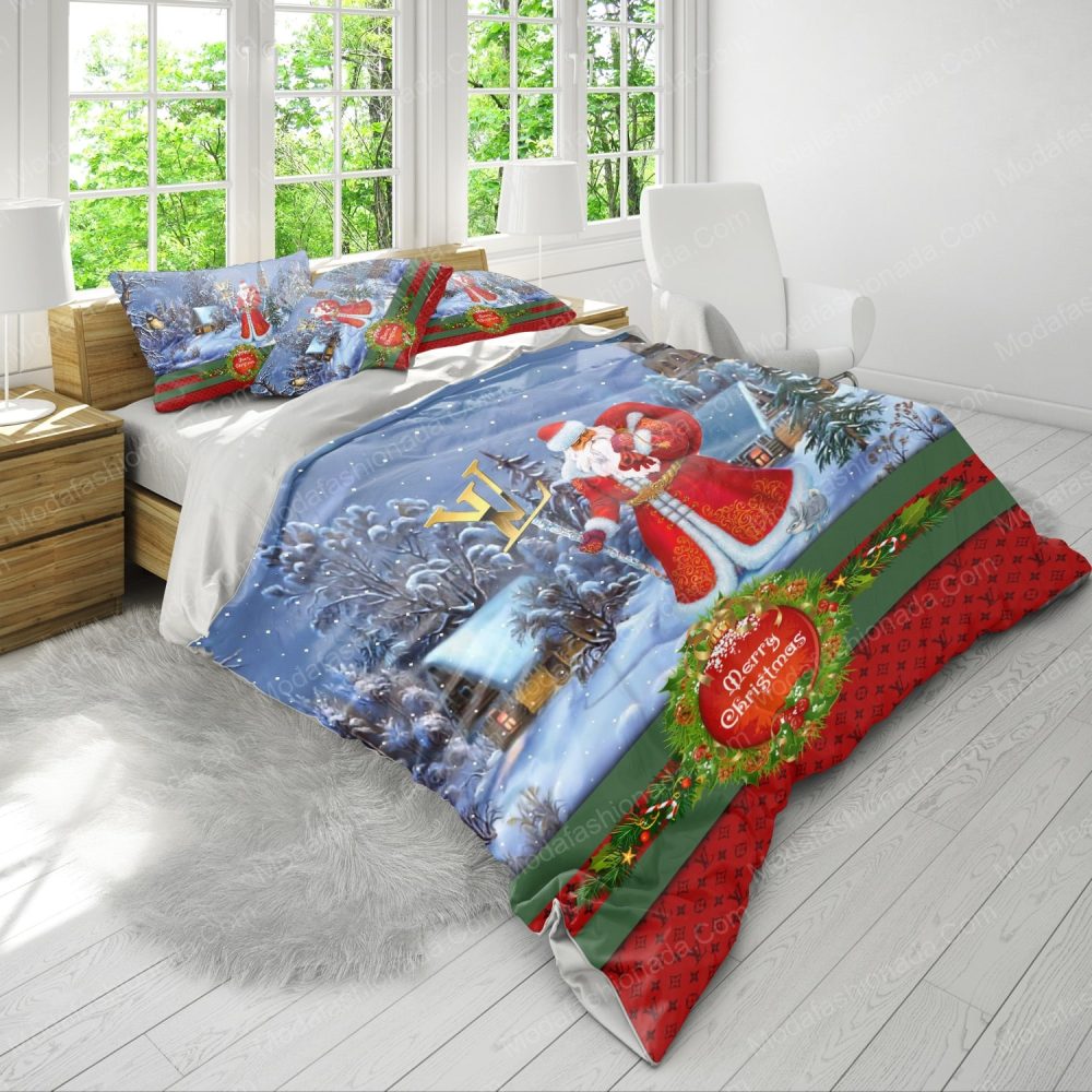 Santa Claus Louis Vuitton Merry Christmas Bedding Sets