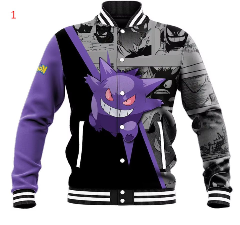 Stylish Gengar Varsity Jacket - Unisex Anime Fan Gift - Warm &amp; Trendy Design