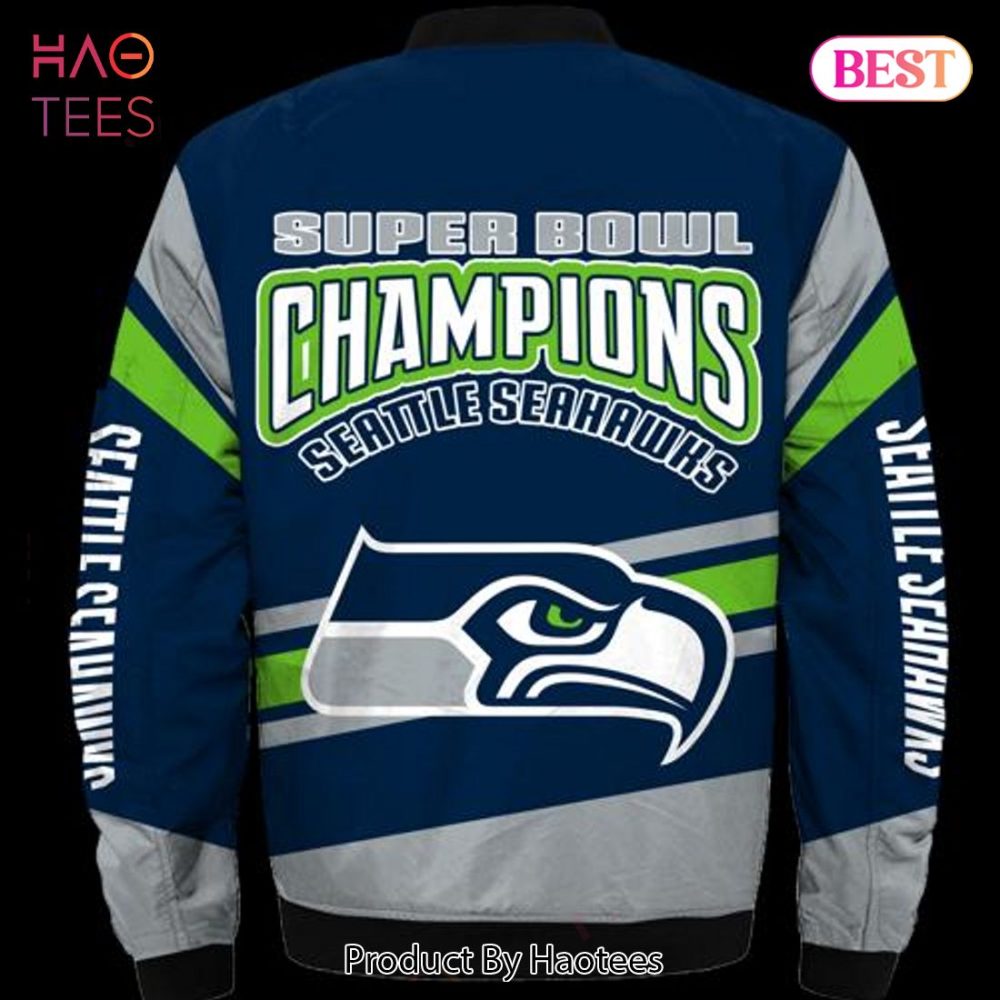 New Fashion Seattle Bomber Jacket Super Bowl Champions Winter Gift For Men