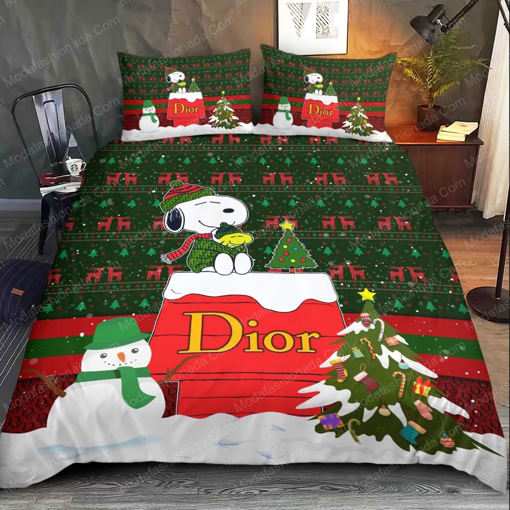 Snoopy Dog Dior Christmas Bedding Sets