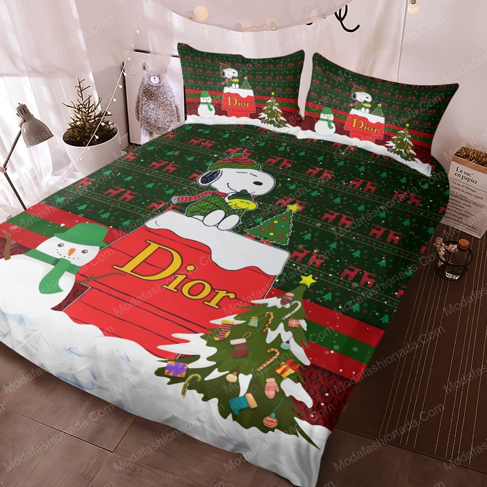 Snoopy Dog Dior Christmas Bedding Sets