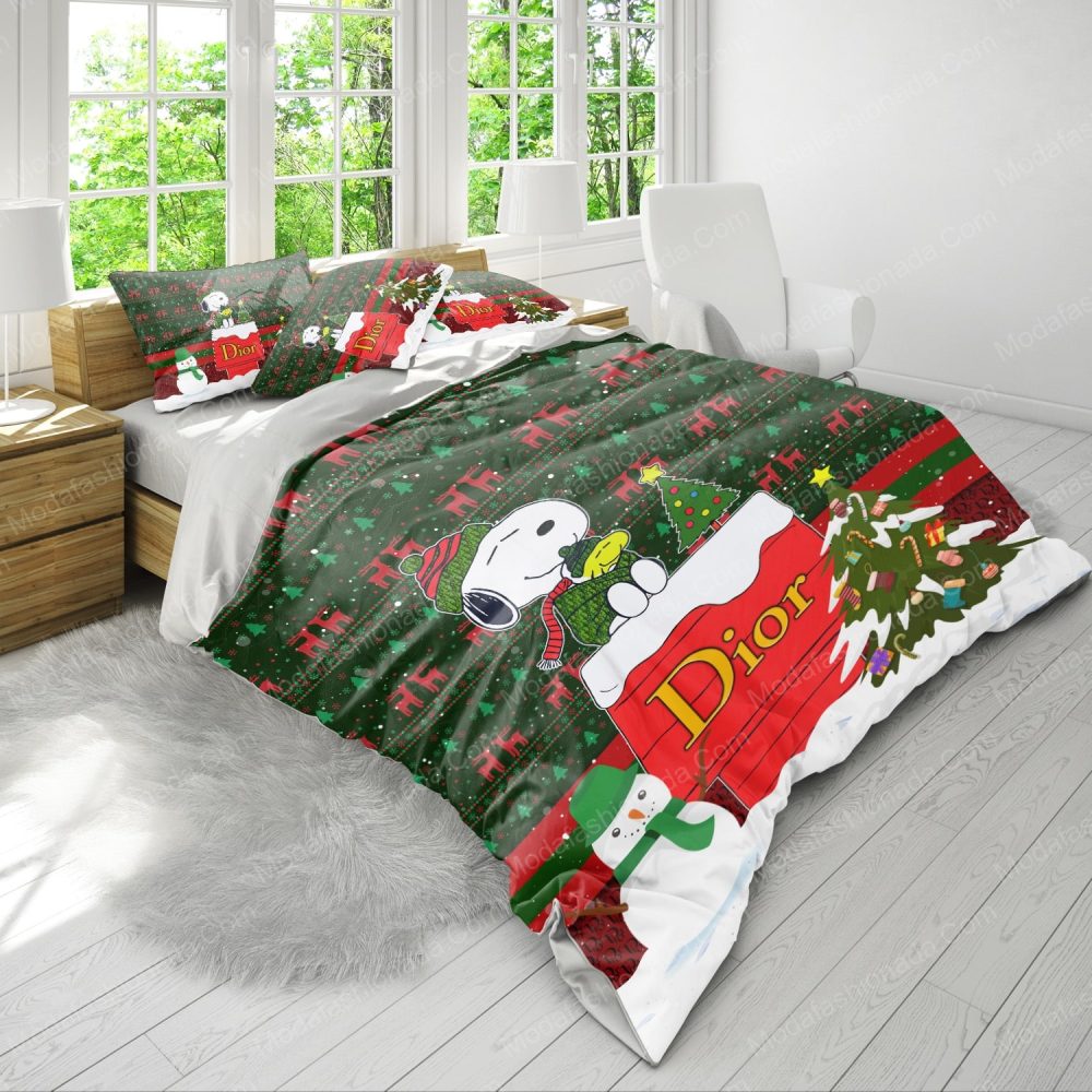 Snoopy Dog Dior Christmas Bedding Sets