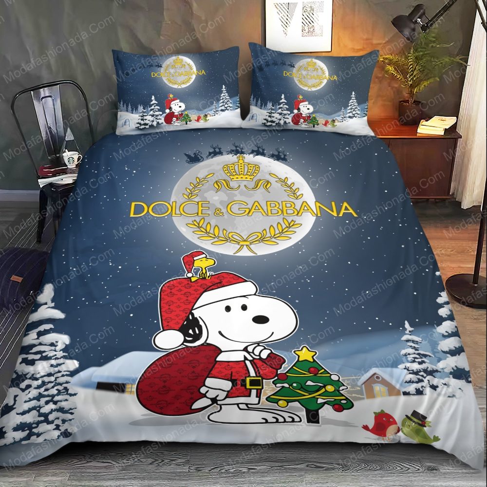 Snoopy Dog Dolce &amp;Amp; Gabbana Merry Christmas Bedding Sets