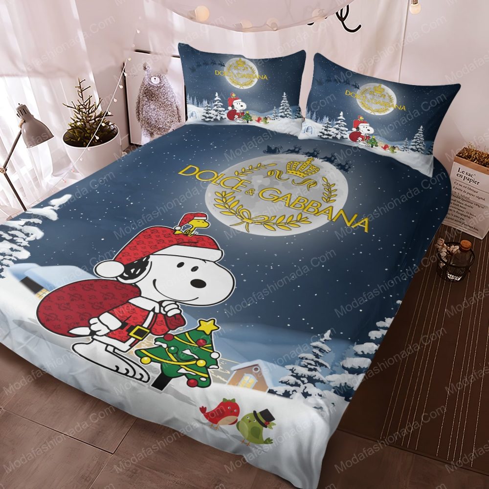 Snoopy Dog Dolce &amp;Amp; Gabbana Merry Christmas Bedding Sets