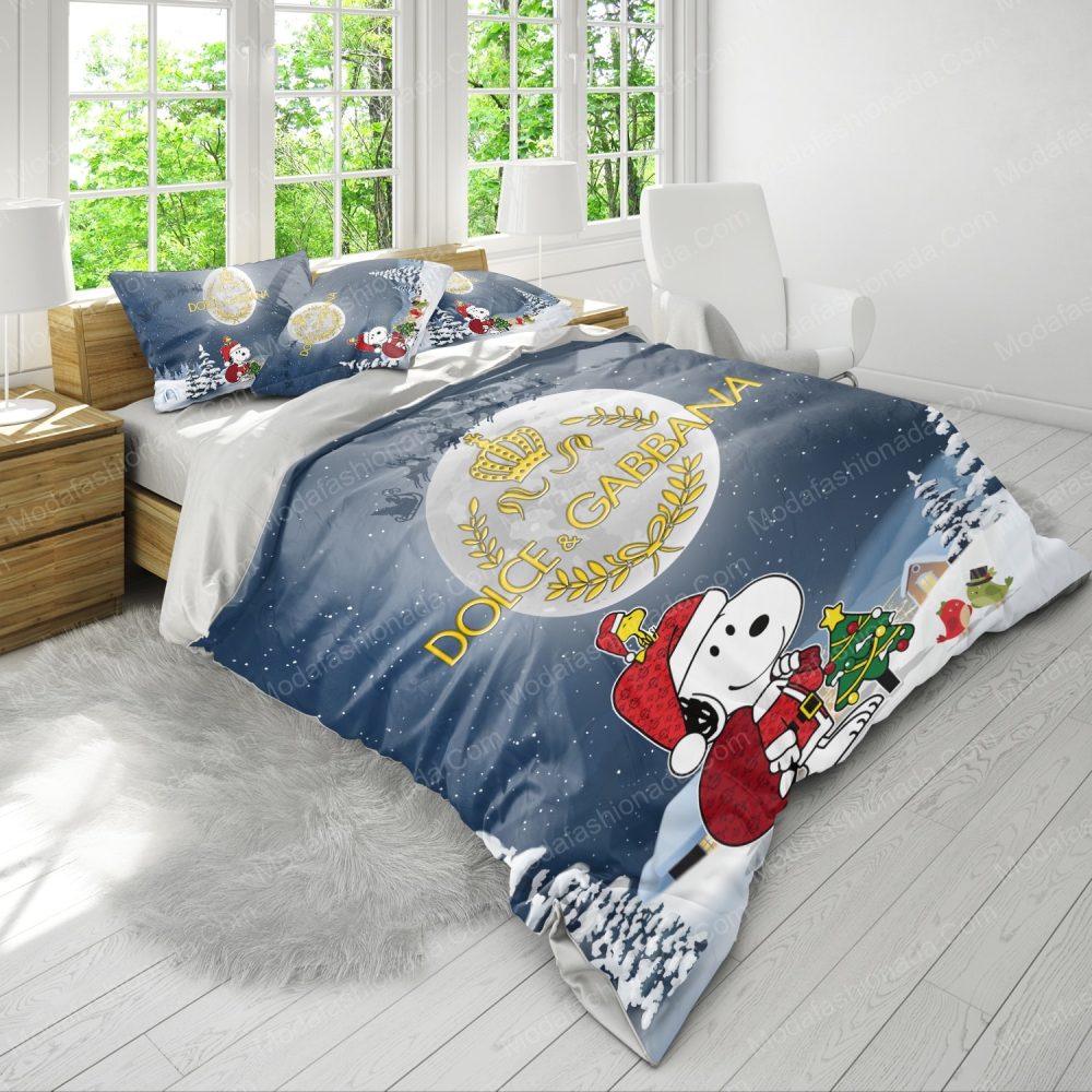 Snoopy Dog Dolce &amp;Amp; Gabbana Merry Christmas Bedding Sets