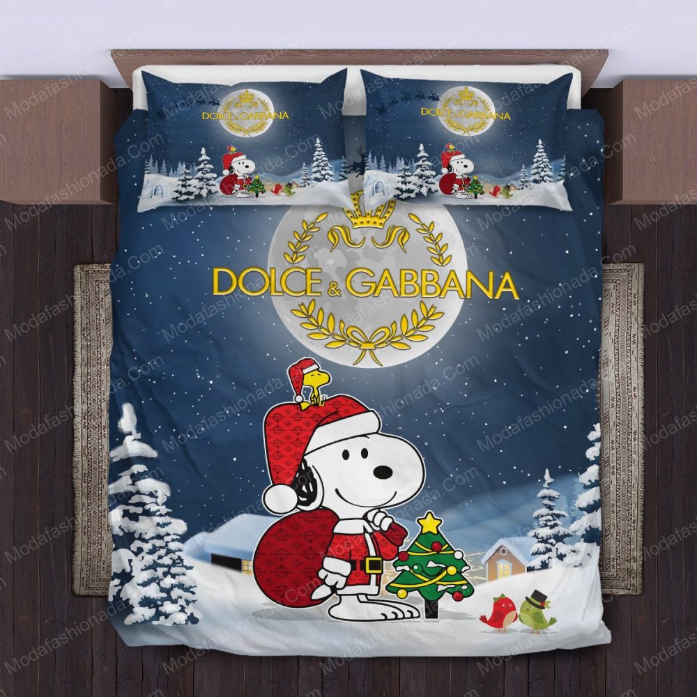 Snoopy Dog Dolce &amp;Amp; Gabbana Merry Christmas Bedding Sets