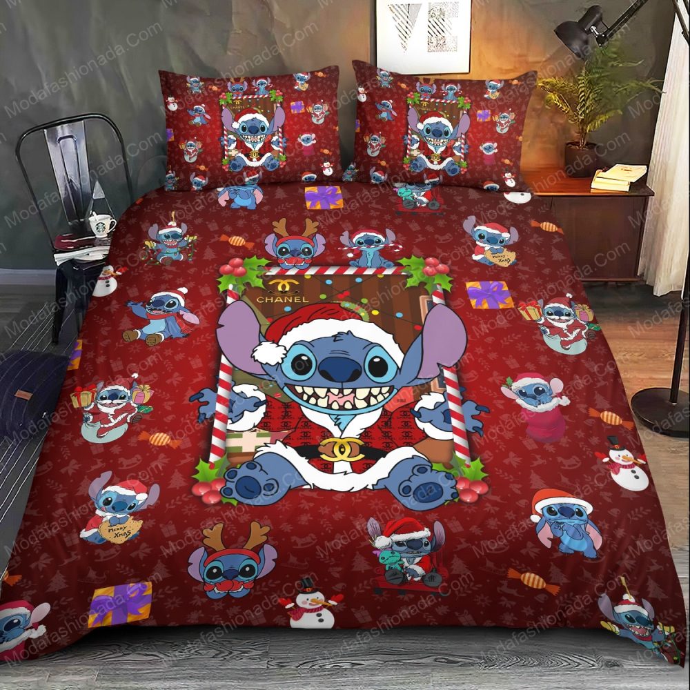 Cozy Holiday Stitch Bedding Set - Festive Red Christmas Comforter &amp; Pillowcases